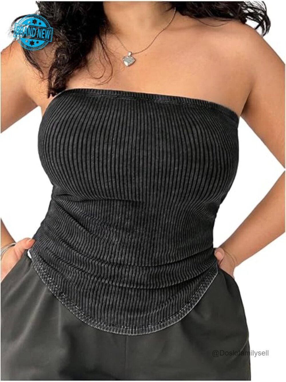 Plus Size Ruched Strapless Tube Top Asymmetrical Bandeau Knit Top